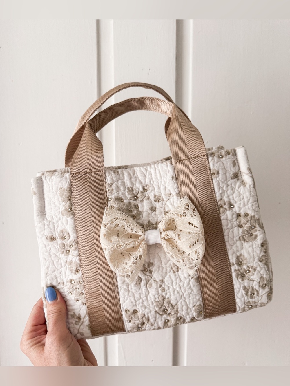 Handmade 🪡 🧵 Upcyled Embellished Quilt Mini Bag